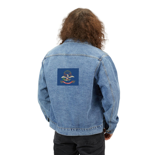 North Dakota Flag Adult Denim Jacket