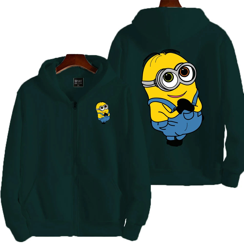 Minion Cartoon Zip-Up Hoodie