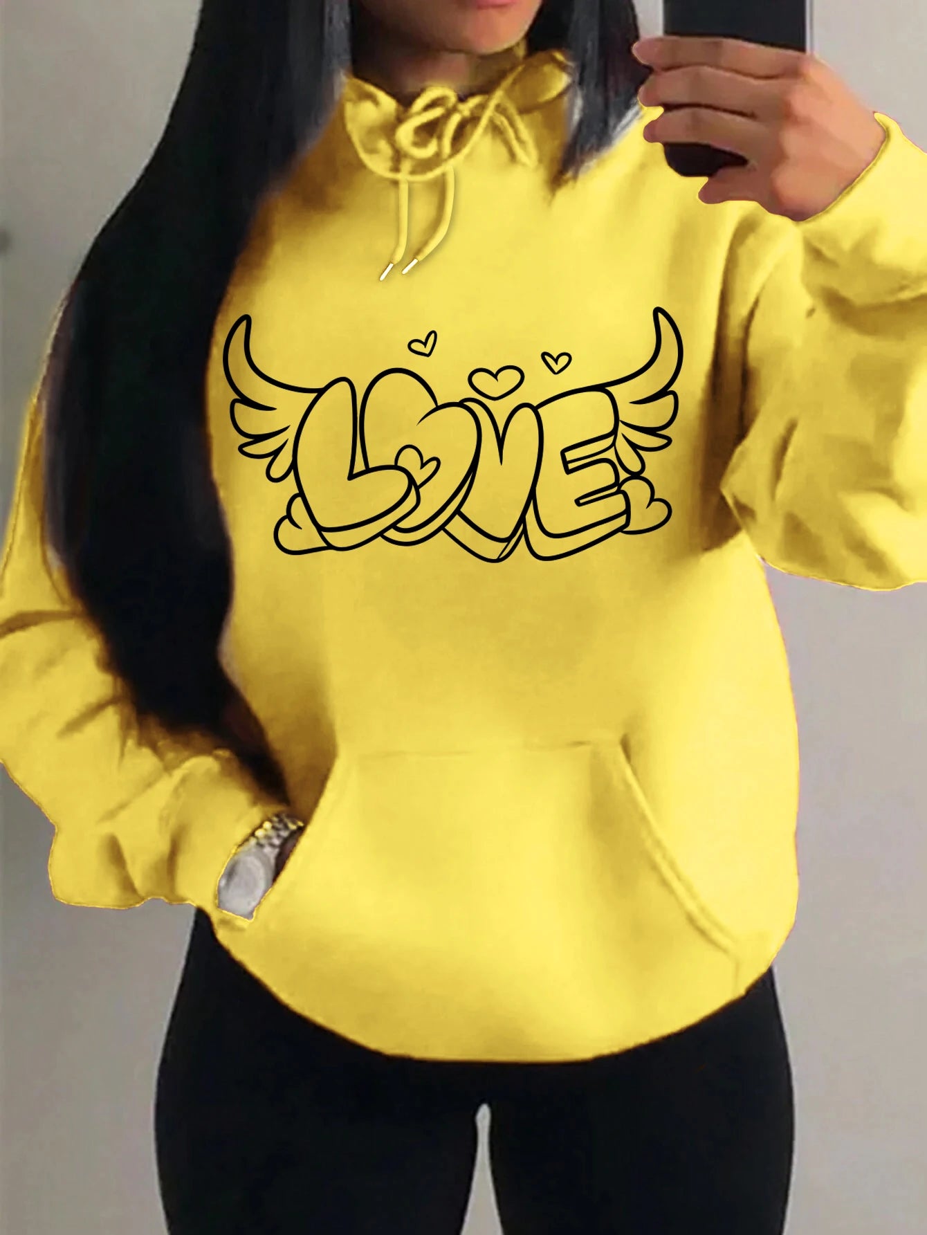 Love with Angel Wings Hoodie - Black Logo