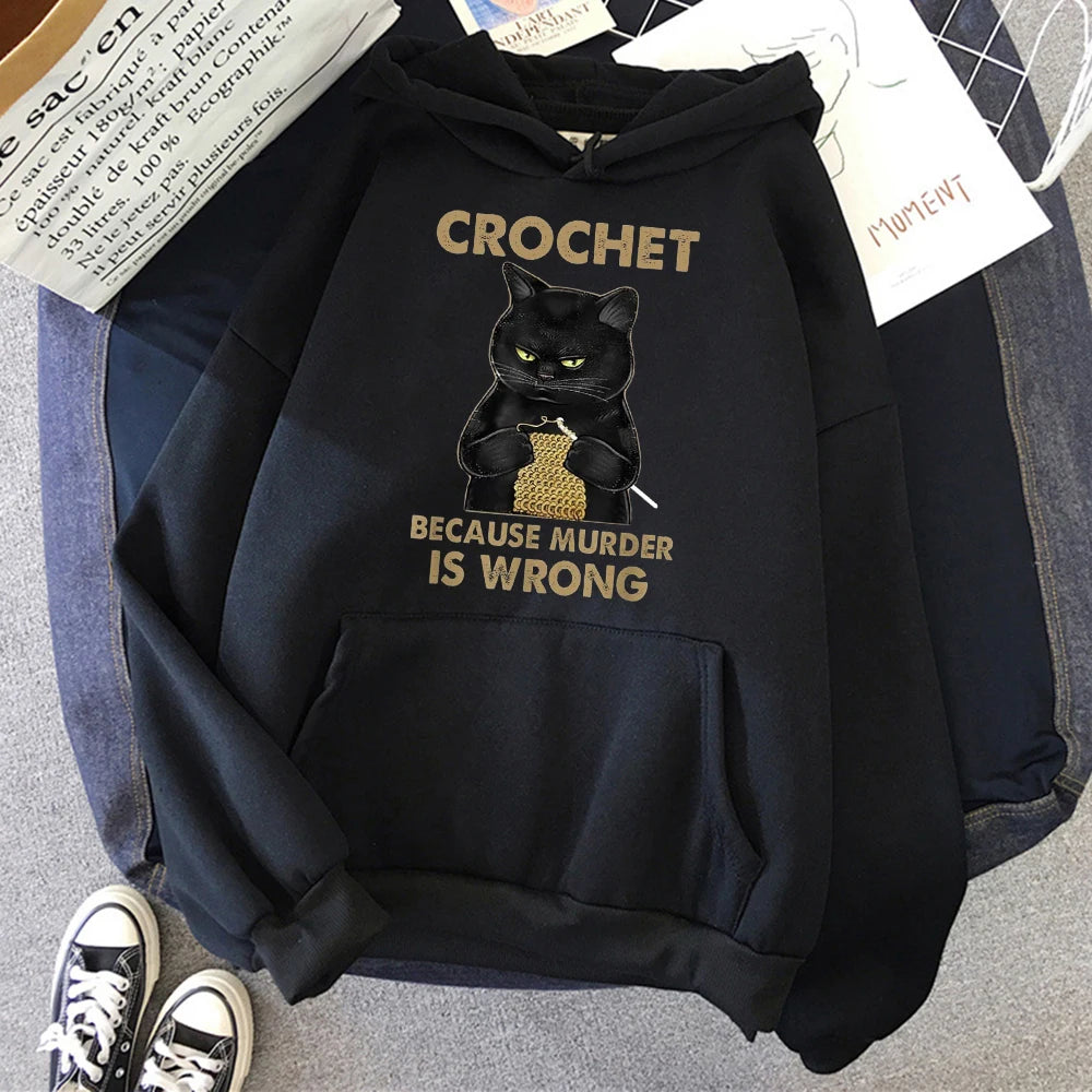 Crochet Because Murder Is Wrong Women's Hoodie