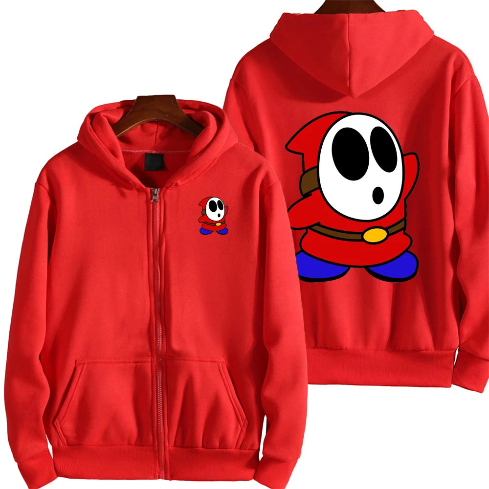 Super Mario Shy Guy Cartoon Zip-Up Hoodie