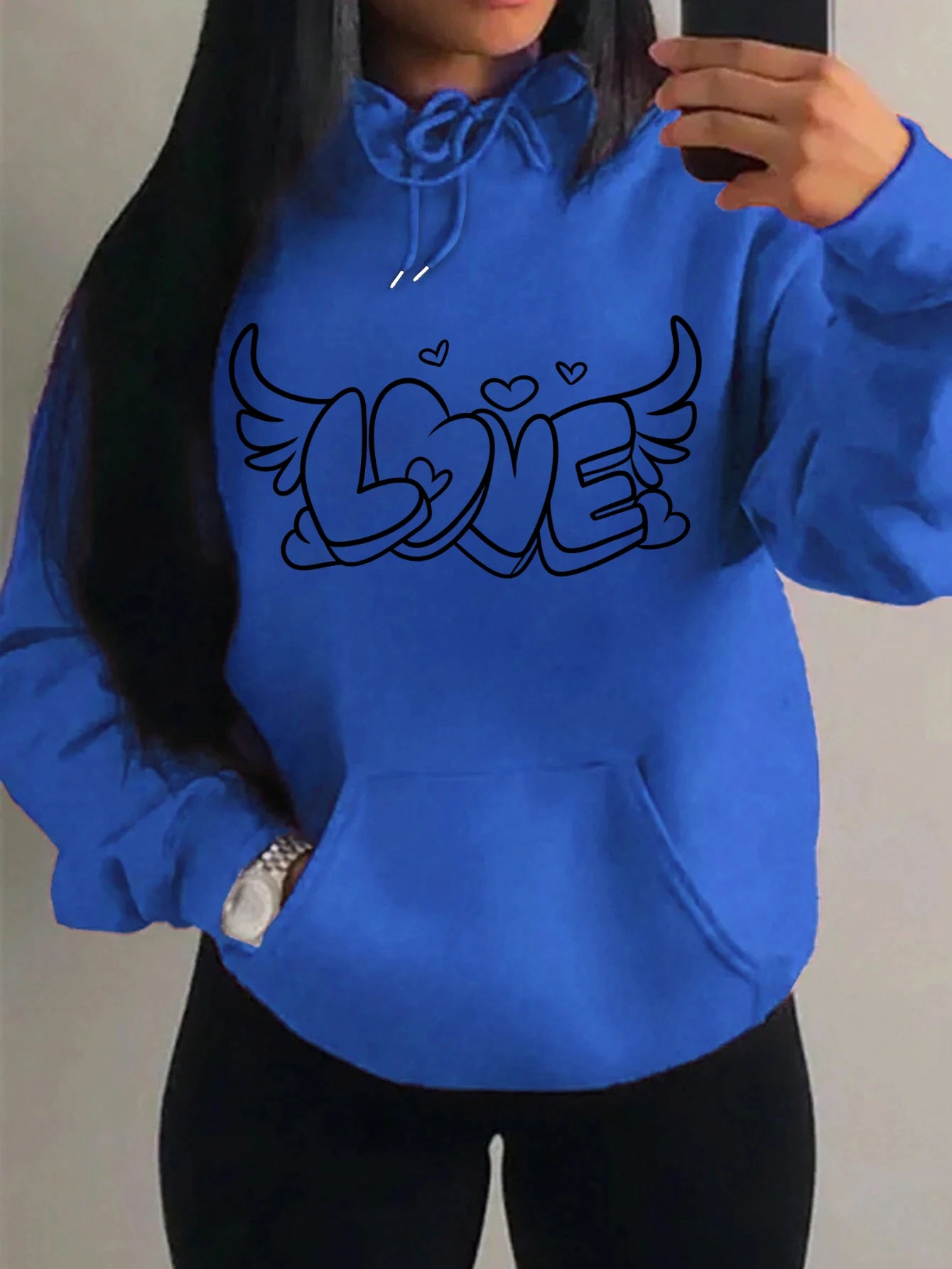 Love with Angel Wings Hoodie - Black Logo