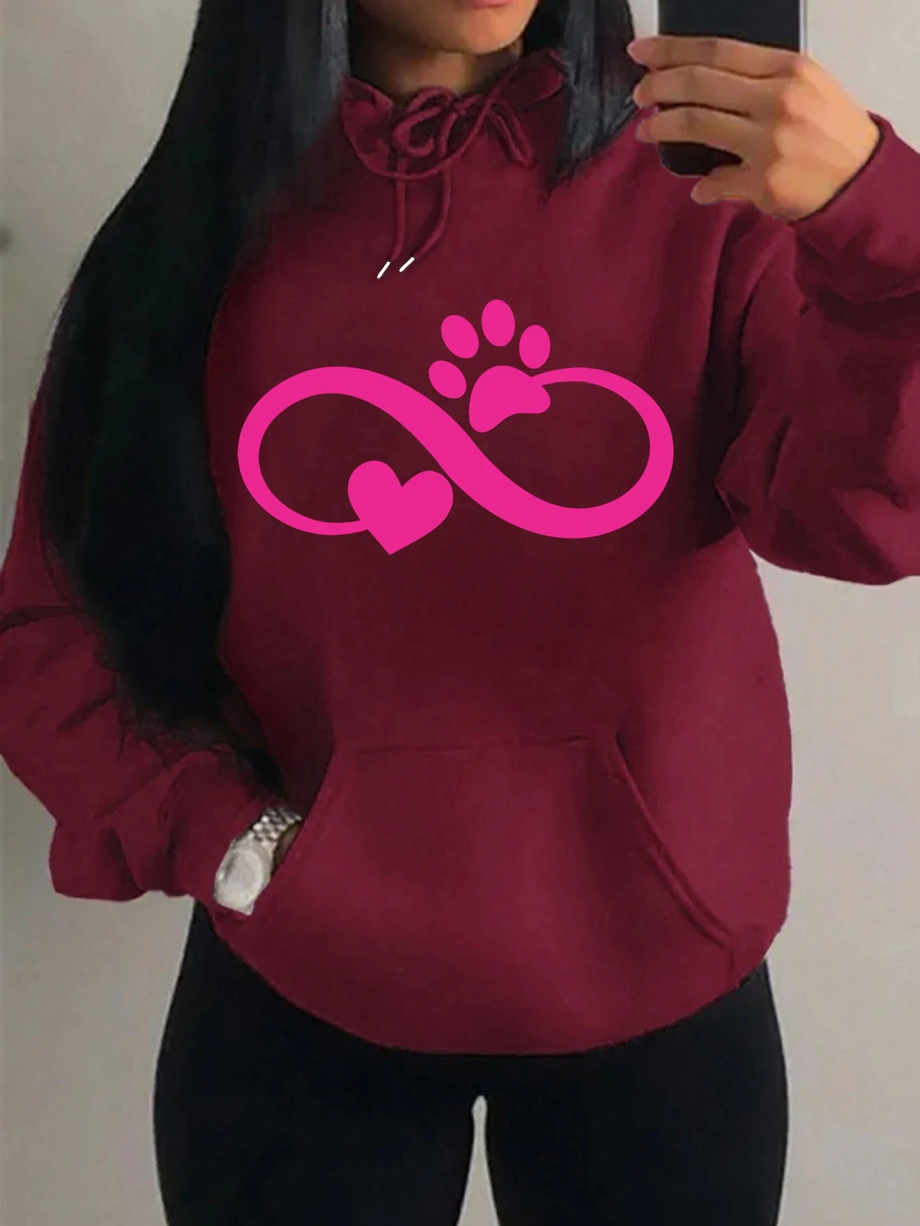 Pink Cat Palm And Love Hoodie