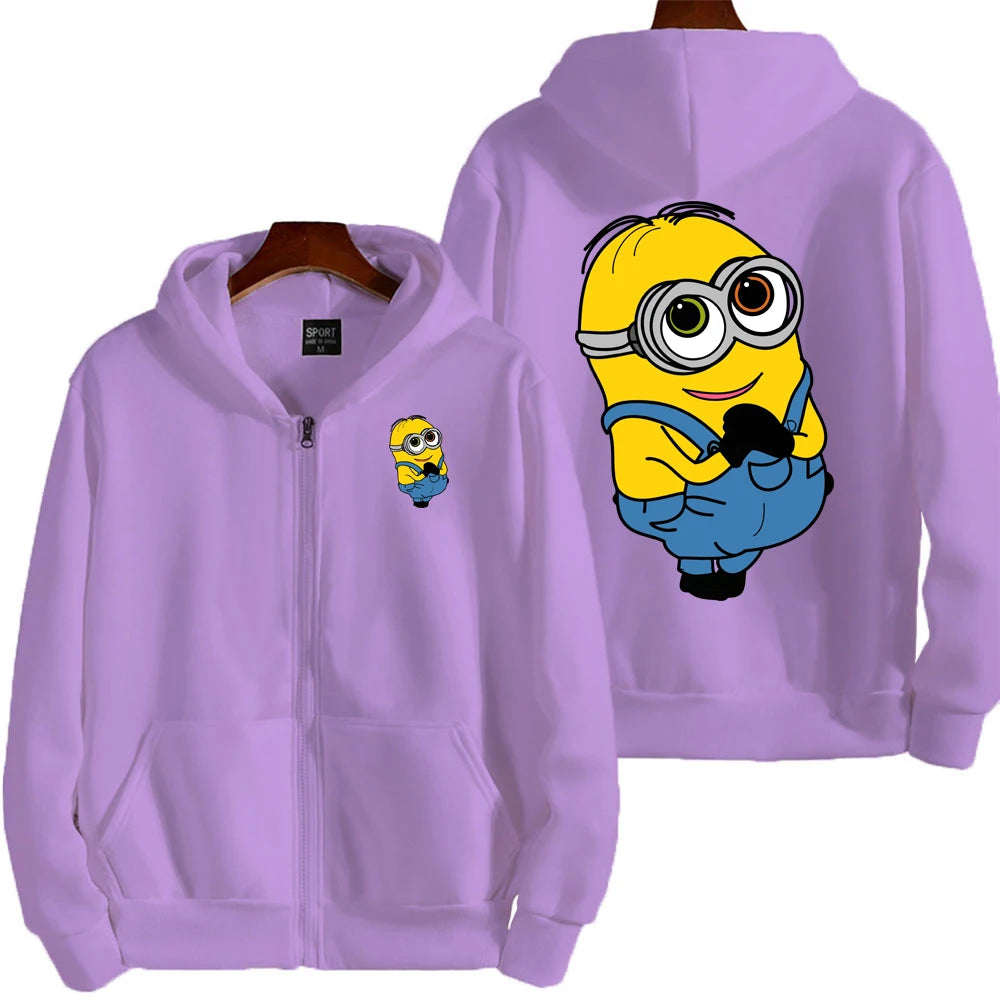 Minion Cartoon Zip-Up Hoodie