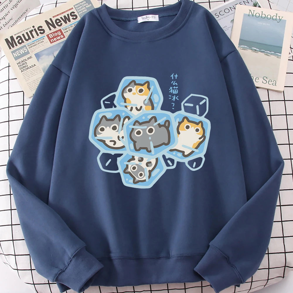 Ice Cat Cartoon Sweatshirt