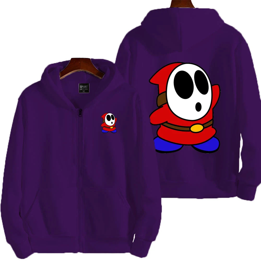 Super Mario Shy Guy Cartoon Zip-Up Hoodie