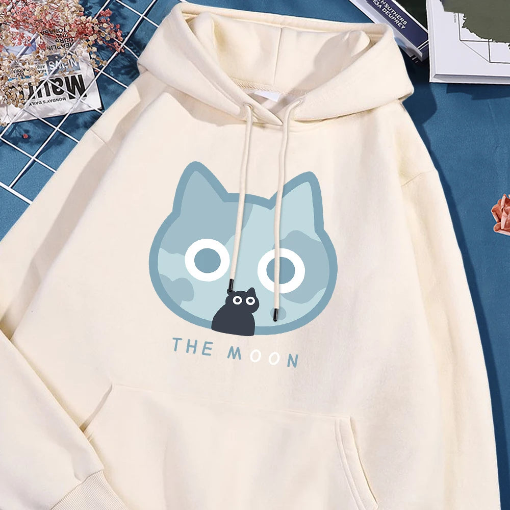 The Moon Blue Cat Hoodie