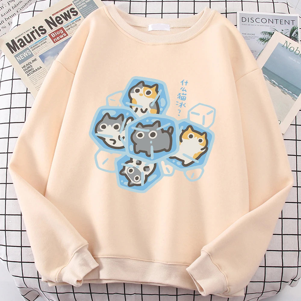 Ice Cat Cartoon Sweatshirt