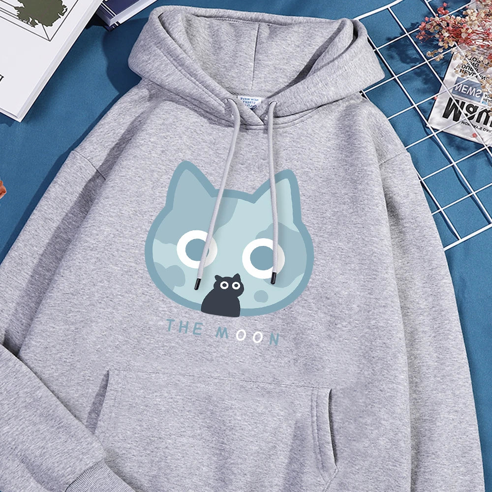 The Moon Blue Cat Hoodie