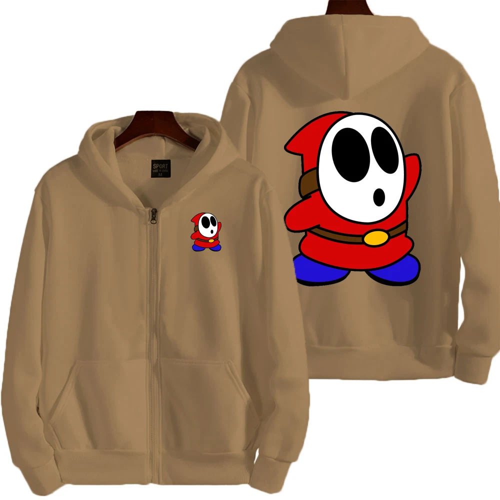 Super Mario Shy Guy Cartoon Zip-Up Hoodie