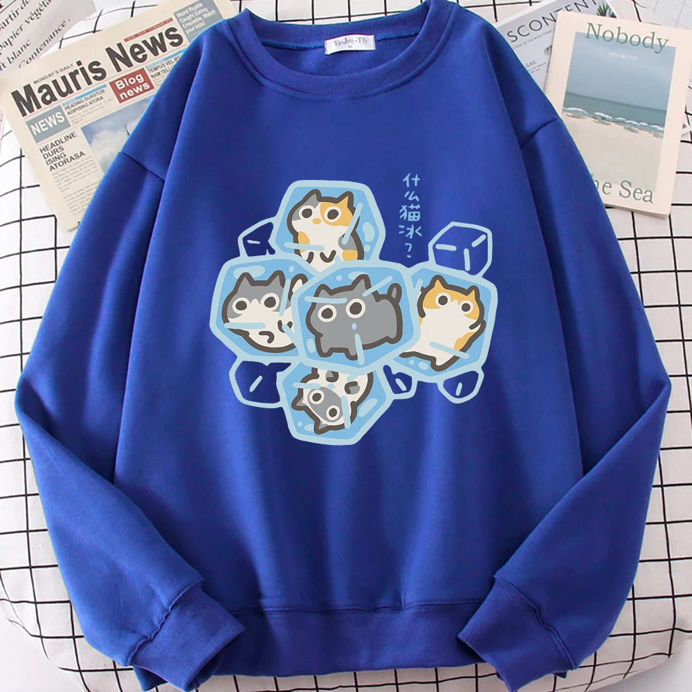 Ice Cat Cartoon Sweatshirt