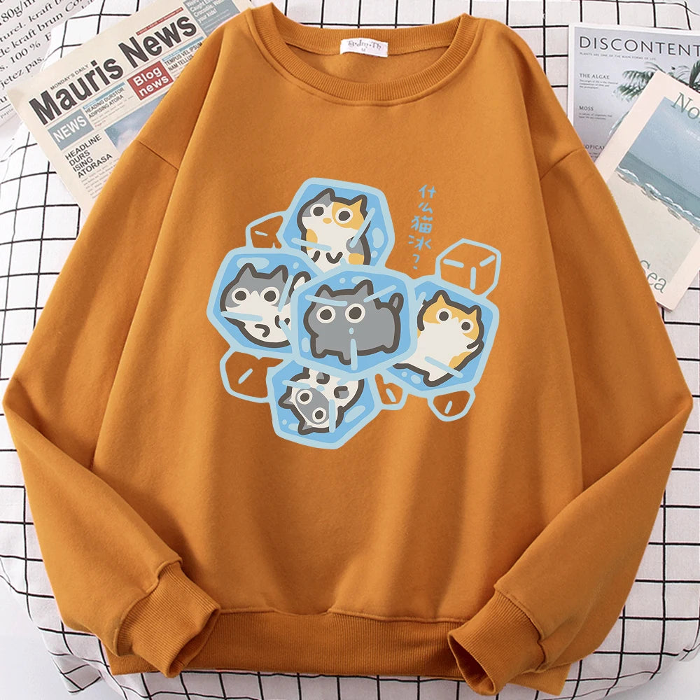 Ice Cat Cartoon Sweatshirt