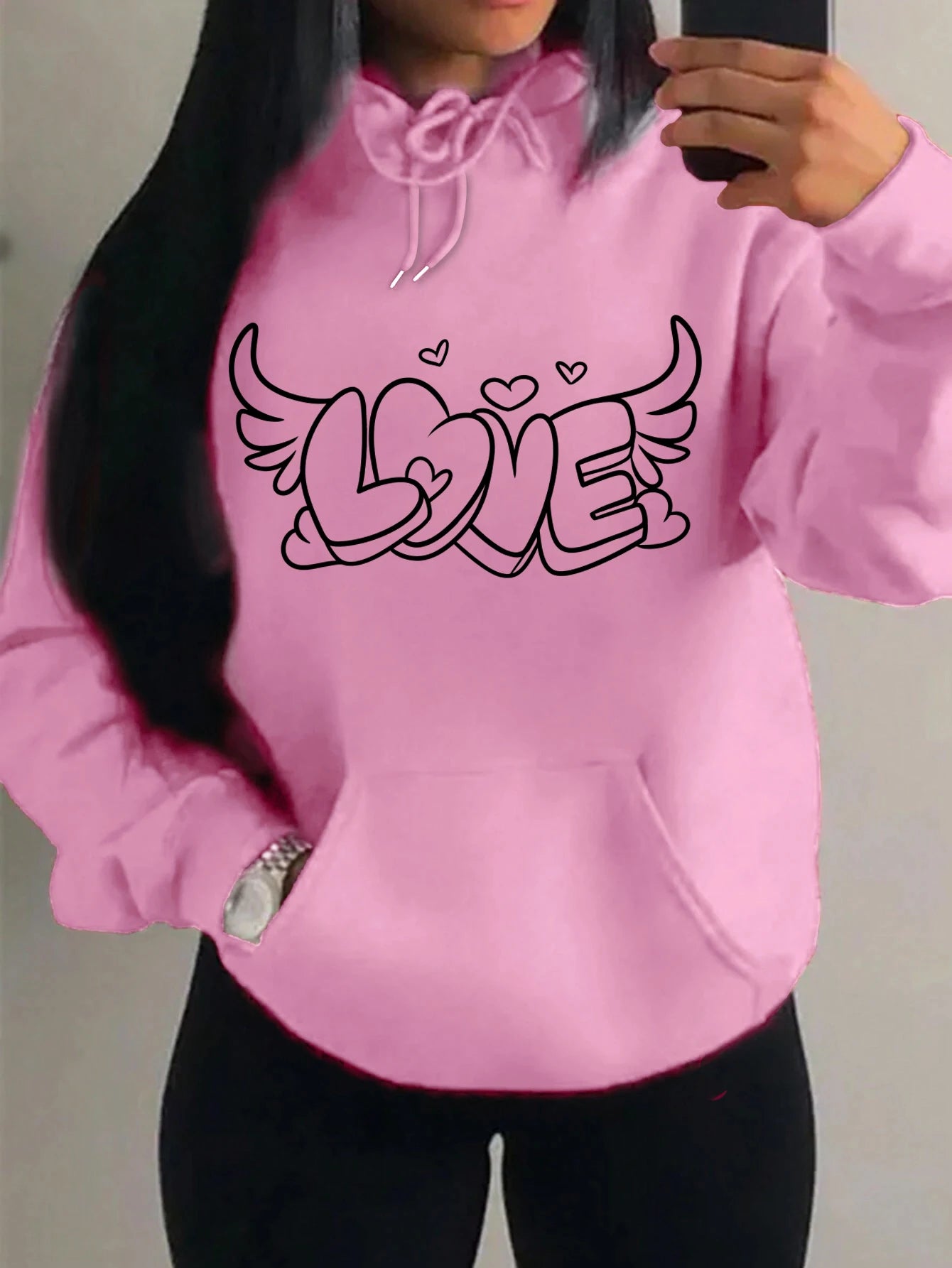 Love with Angel Wings Hoodie - Black Logo