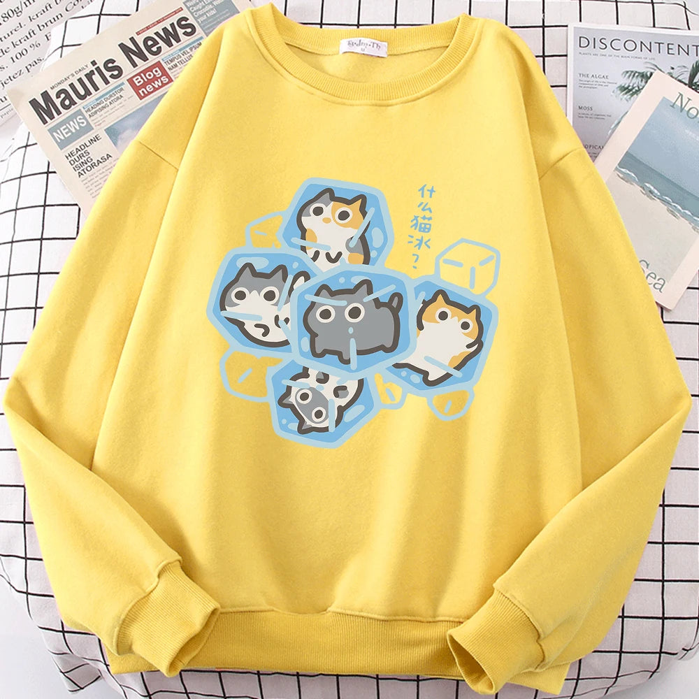 Ice Cat Cartoon Sweatshirt