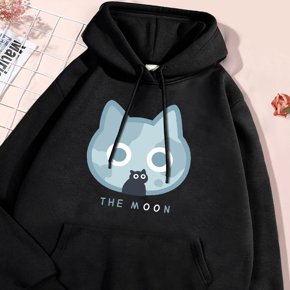 The Moon Blue Cat Hoodie