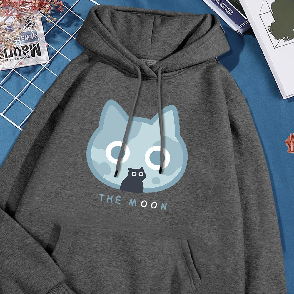 The Moon Blue Cat Hoodie