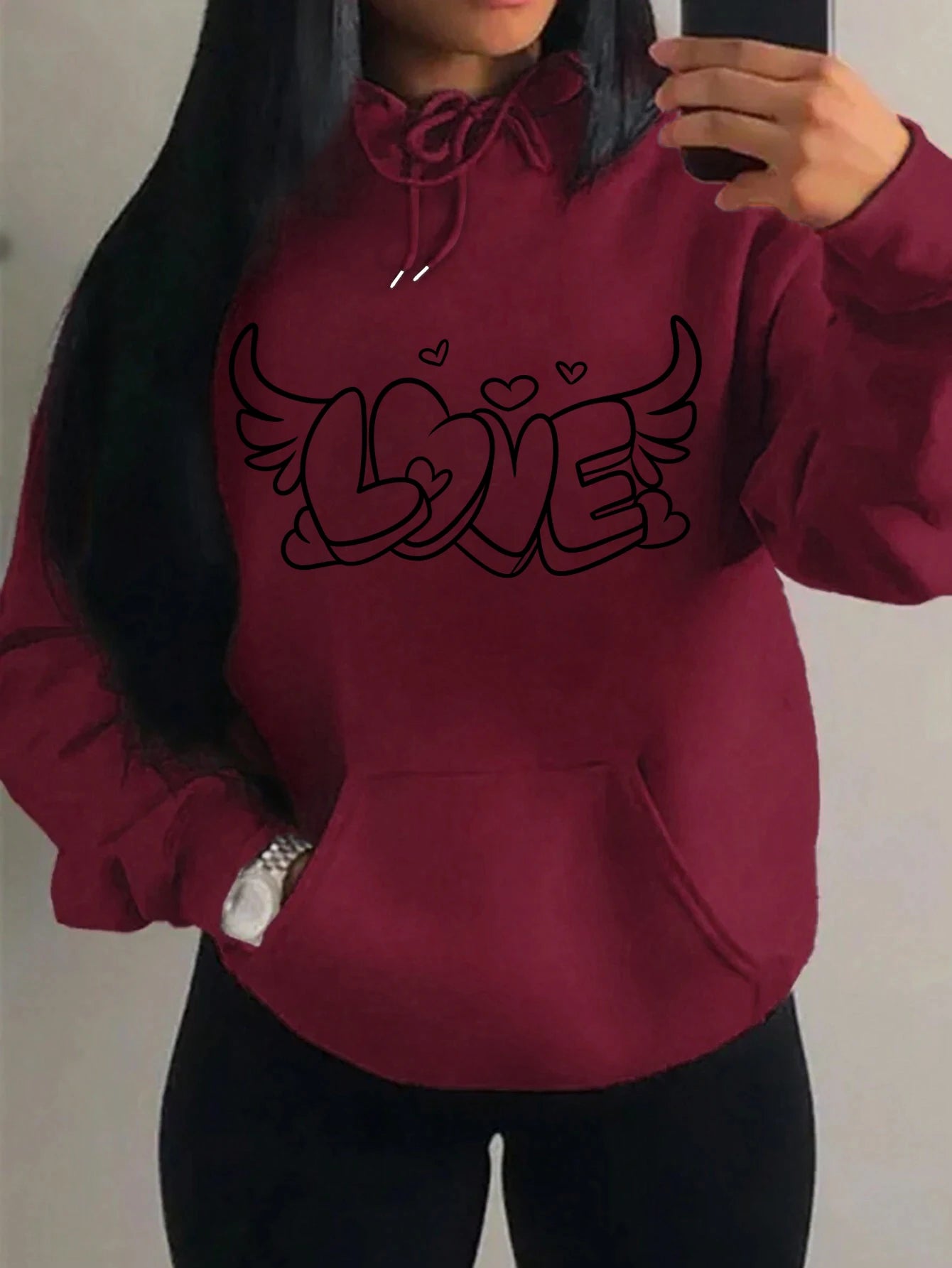 Love with Angel Wings Hoodie - Black Logo