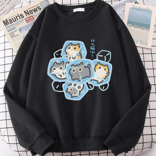 Ice Cat Cartoon Sweatshirt