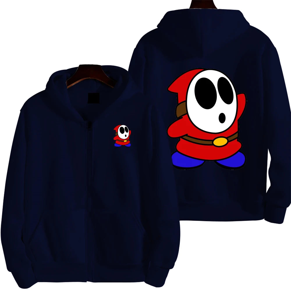 Super Mario Shy Guy Cartoon Zip-Up Hoodie