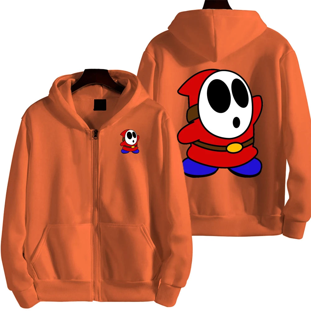 Super Mario Shy Guy Cartoon Zip-Up Hoodie