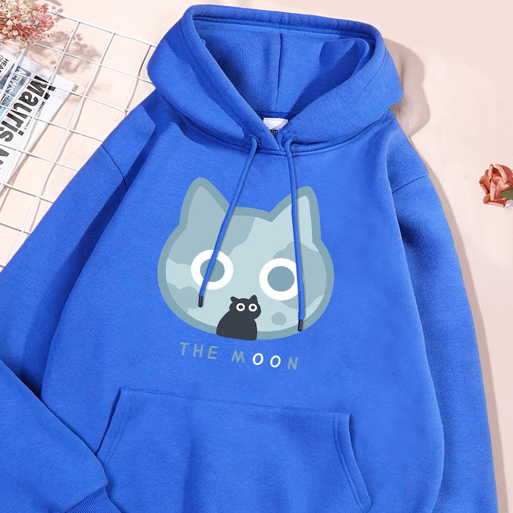 The Moon Blue Cat Hoodie