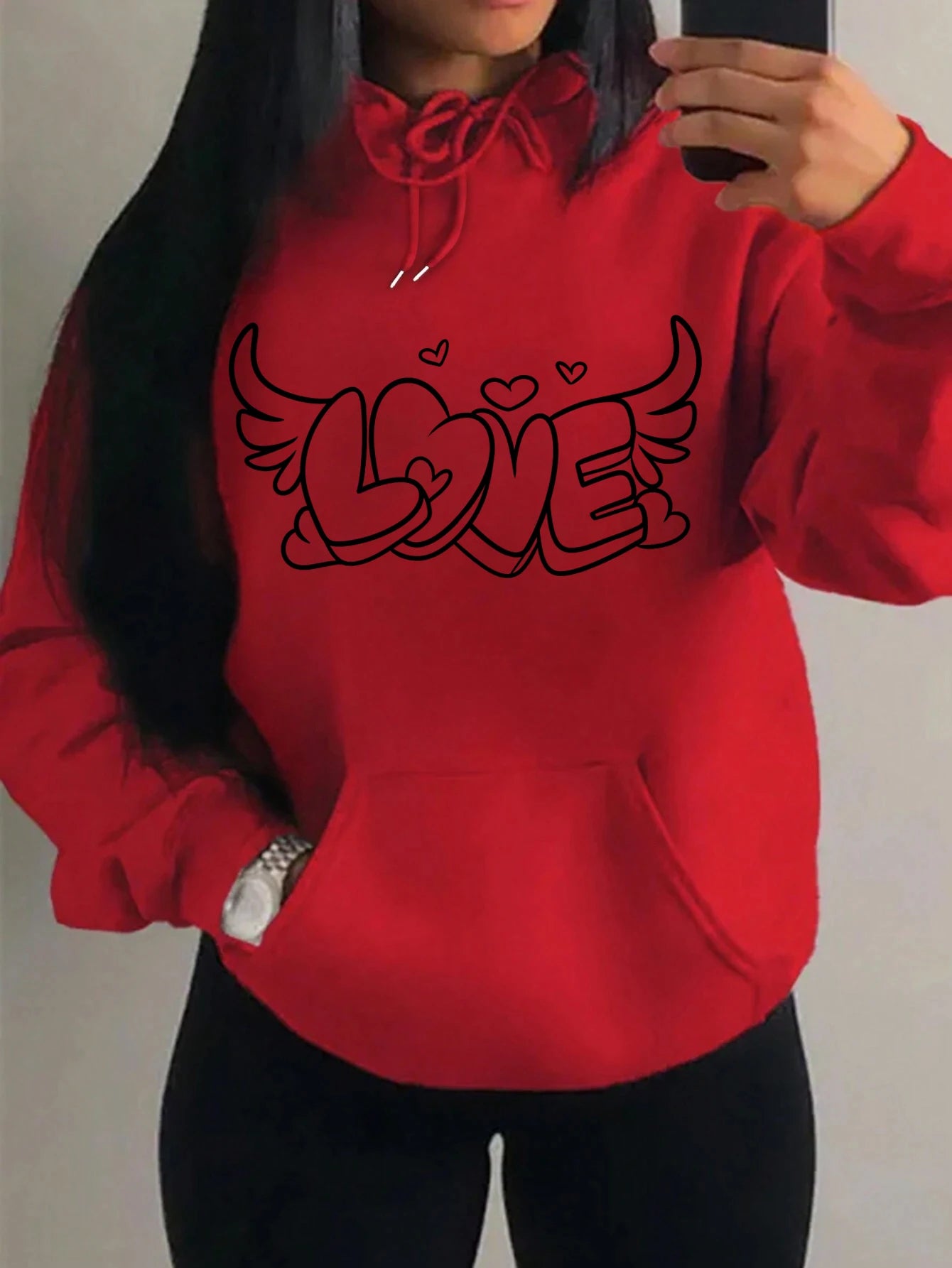 Love with Angel Wings Hoodie - Black Logo