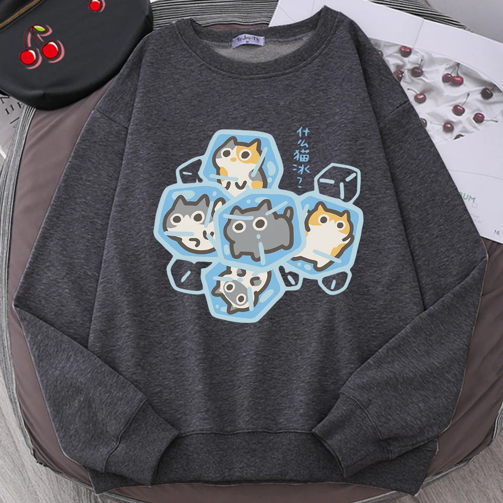 Ice Cat Cartoon Sweatshirt