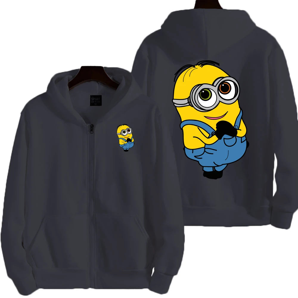 Minion Cartoon Zip-Up Hoodie