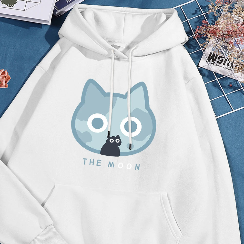 The Moon Blue Cat Hoodie