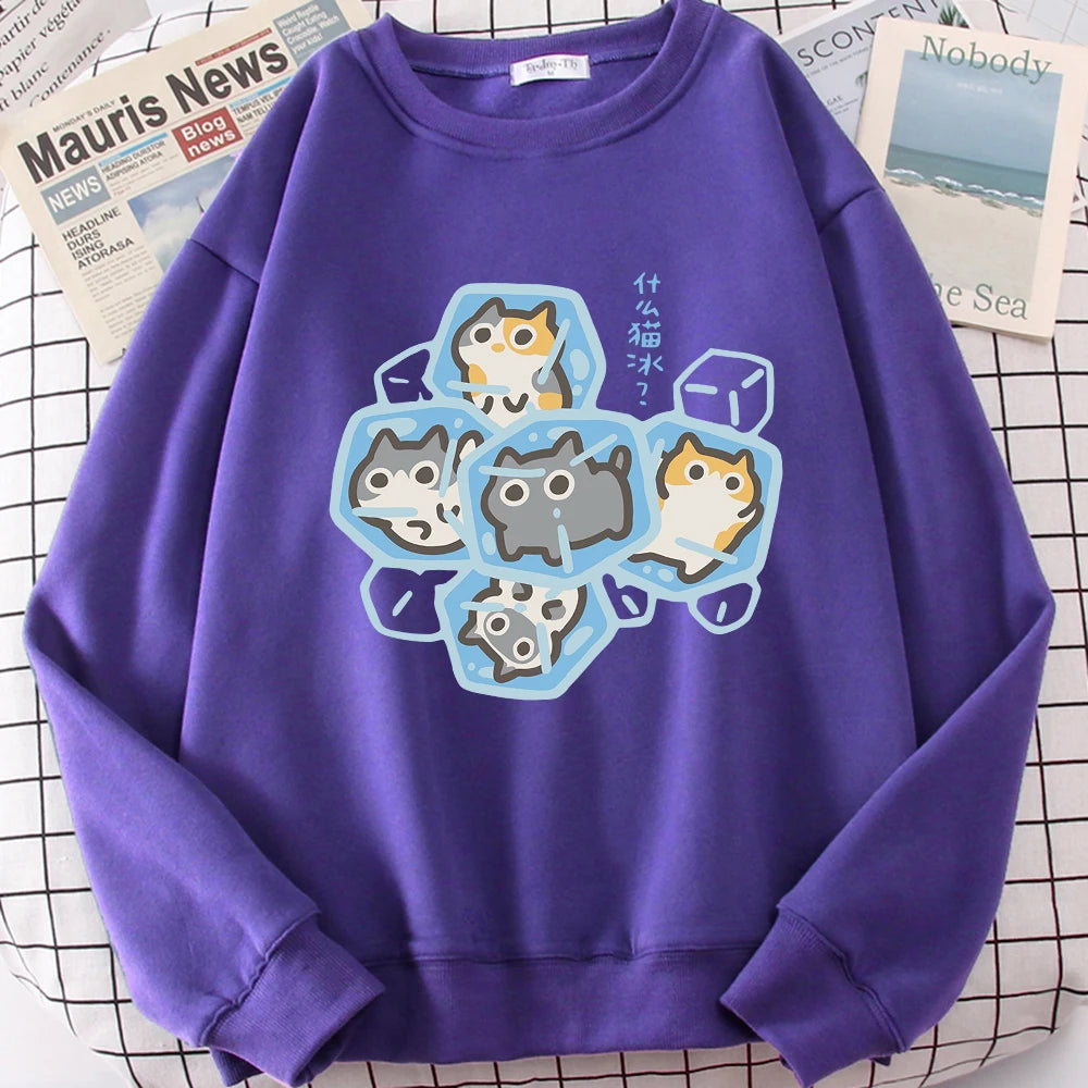 Ice Cat Cartoon Sweatshirt