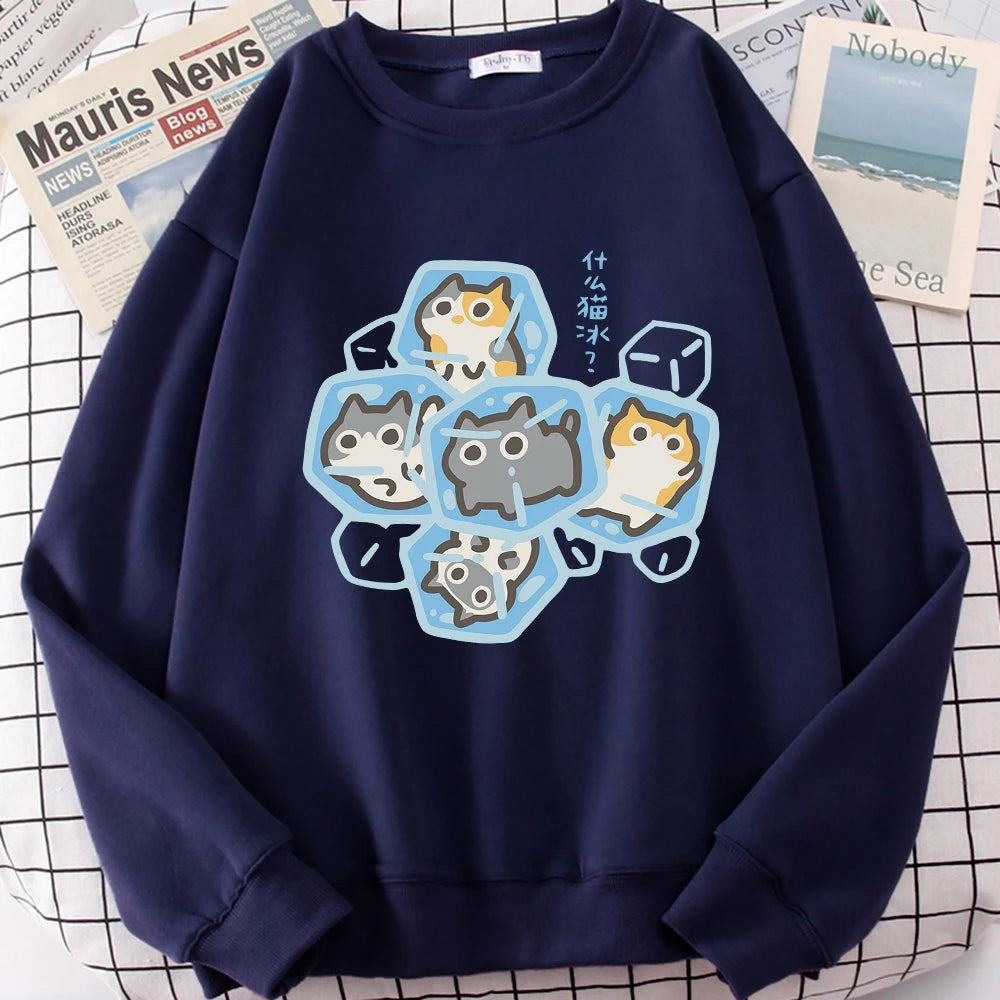 Ice Cat Cartoon Sweatshirt