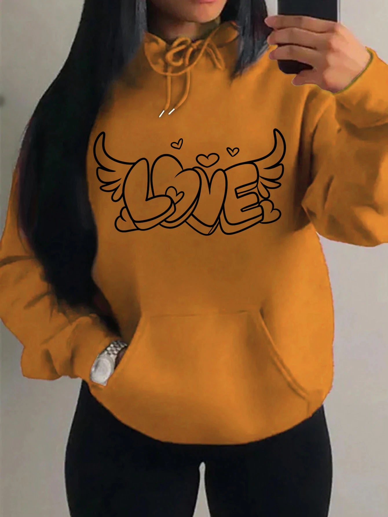 Love with Angel Wings Hoodie - Black Logo