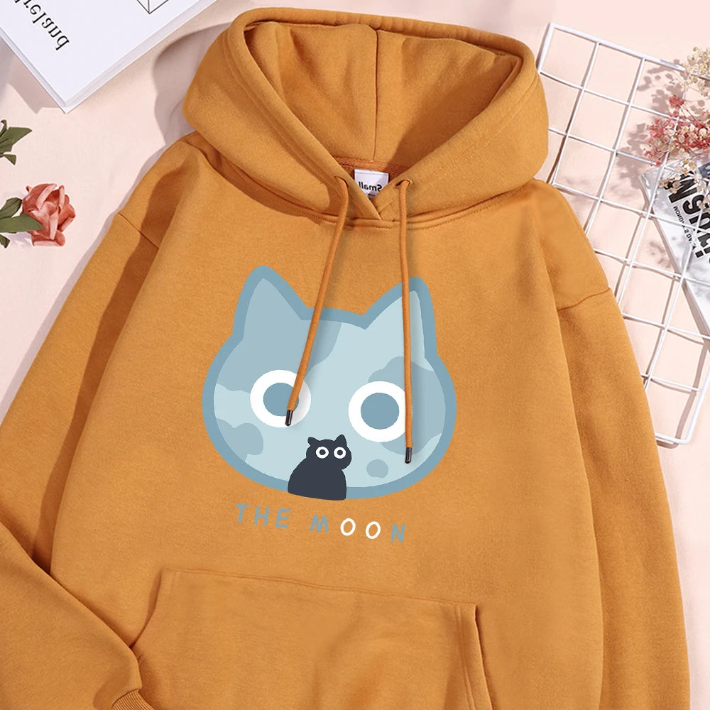 The Moon Blue Cat Hoodie