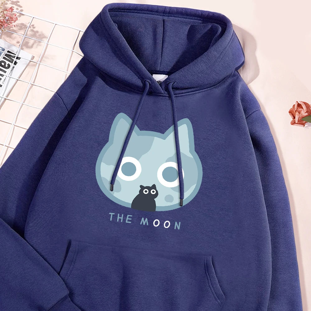 The Moon Blue Cat Hoodie