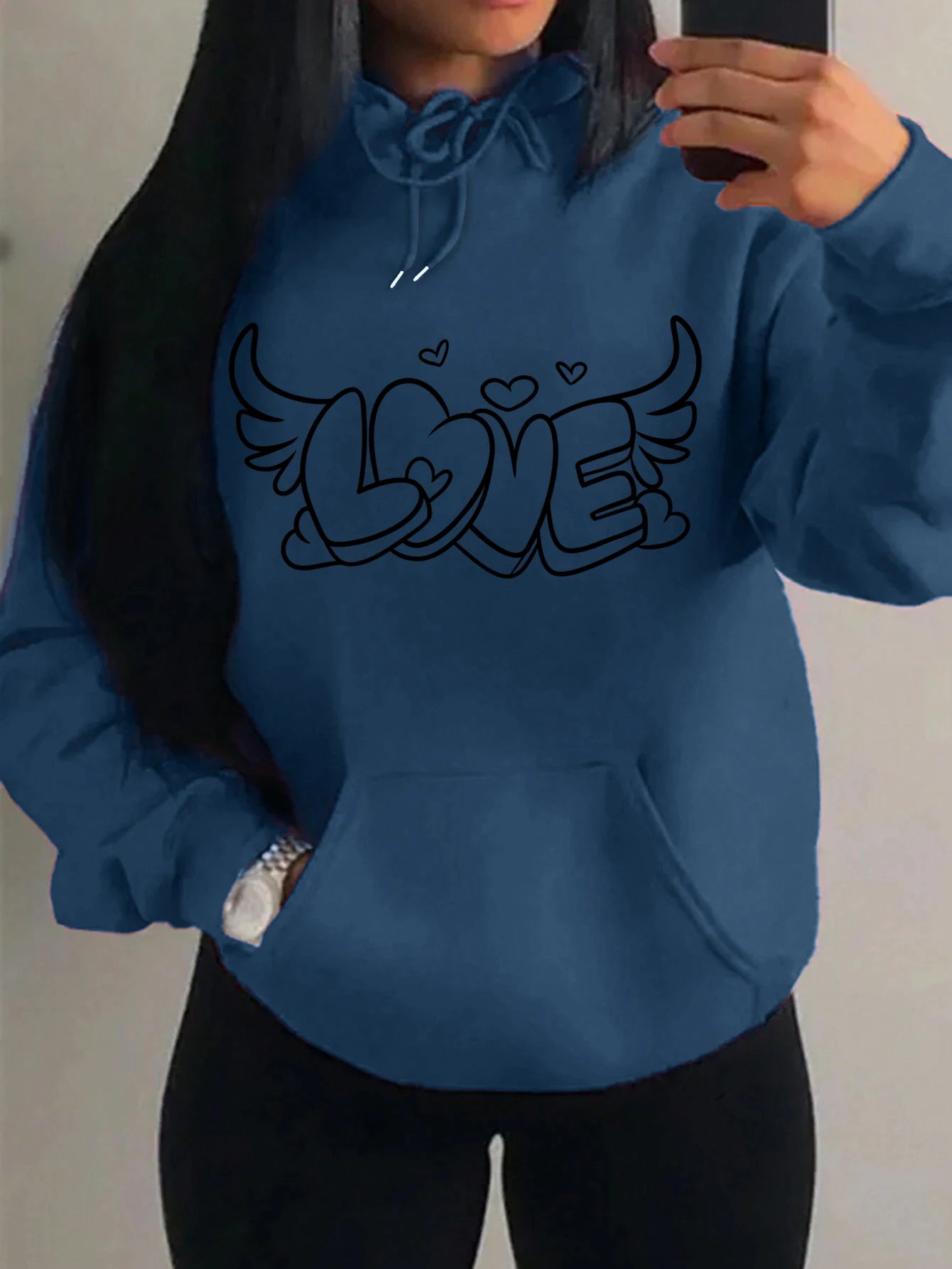 Love with Angel Wings Hoodie - Black Logo