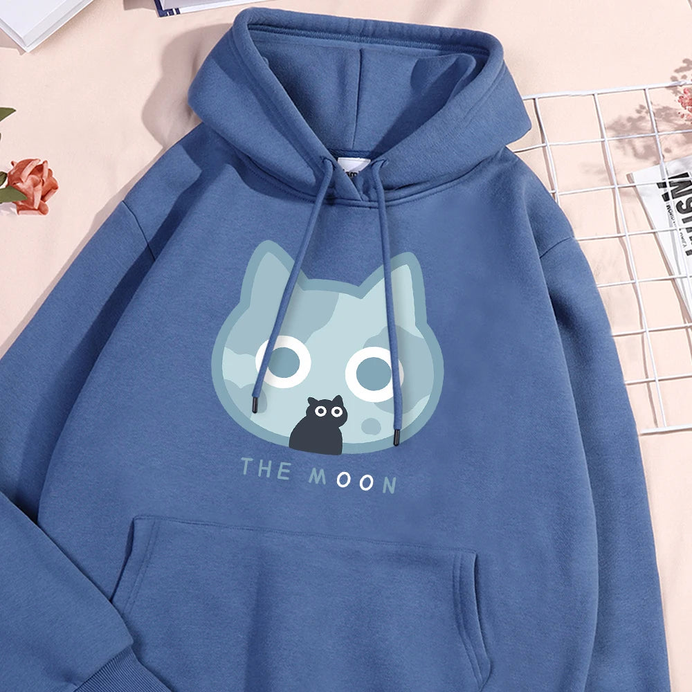 The Moon Blue Cat Hoodie