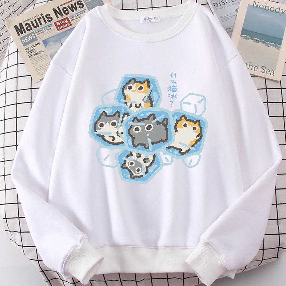 Ice Cat Cartoon Sweatshirt