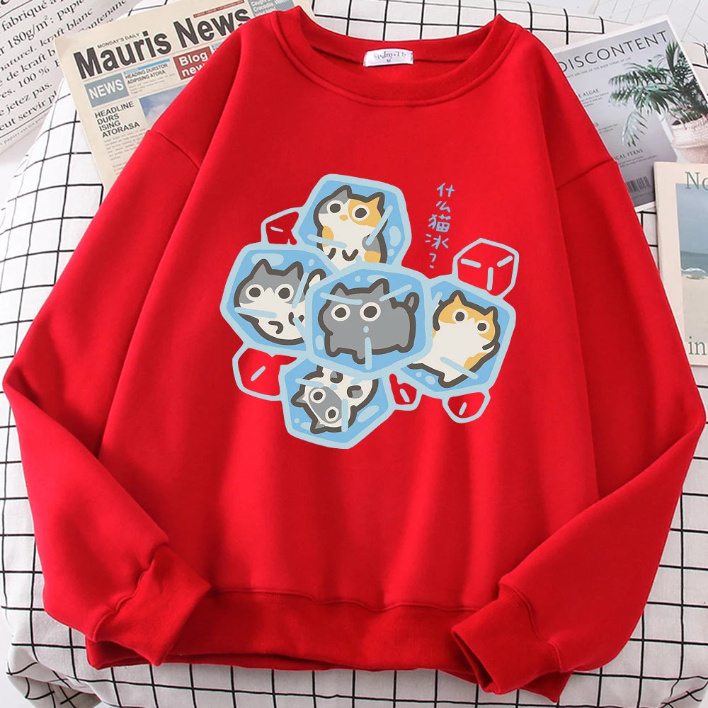 Ice Cat Cartoon Sweatshirt