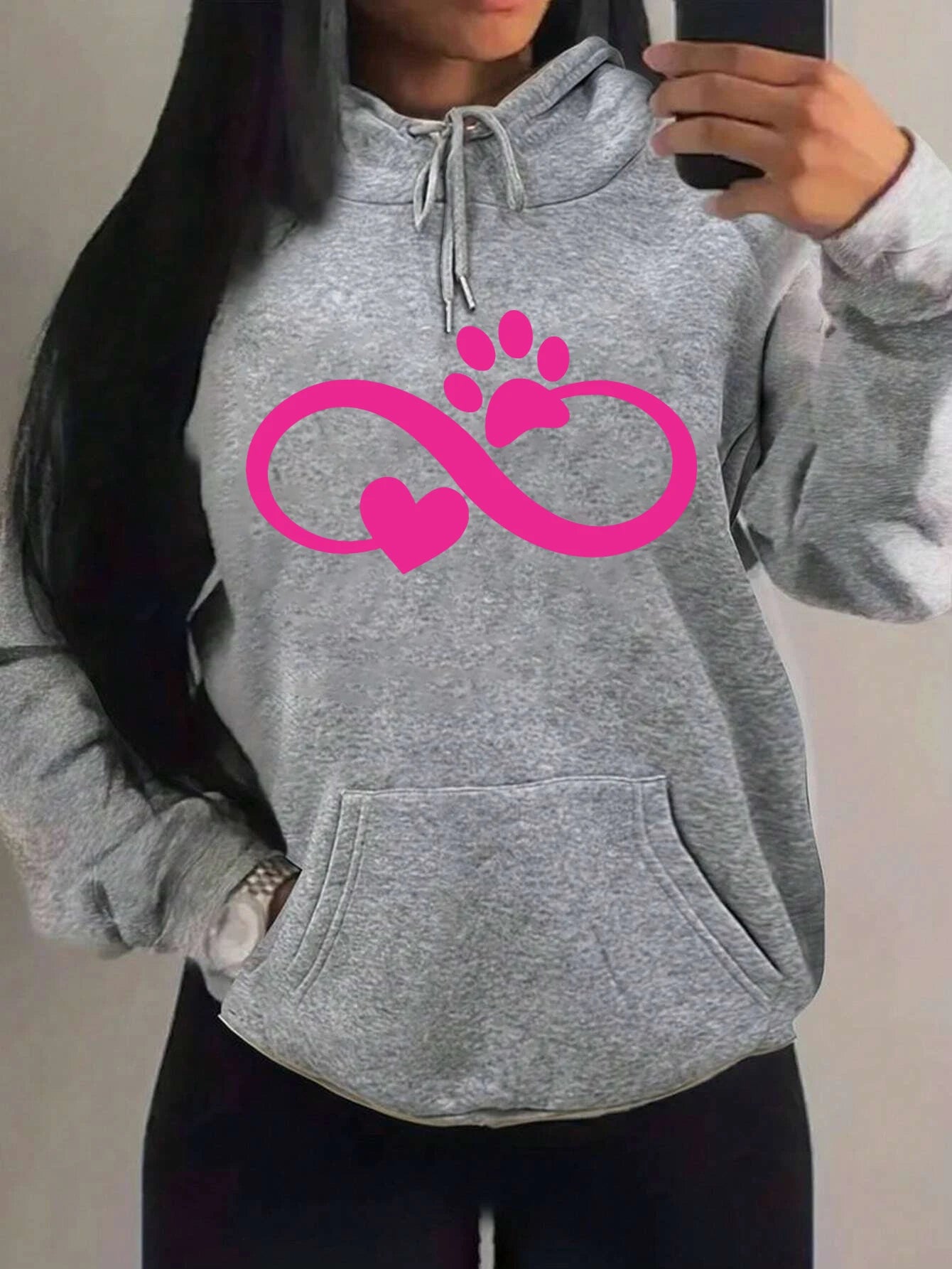 Pink Cat Palm And Love Hoodie