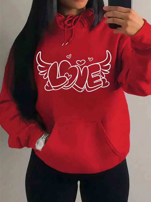 Love with Angel Wings Hoodie - White Logo