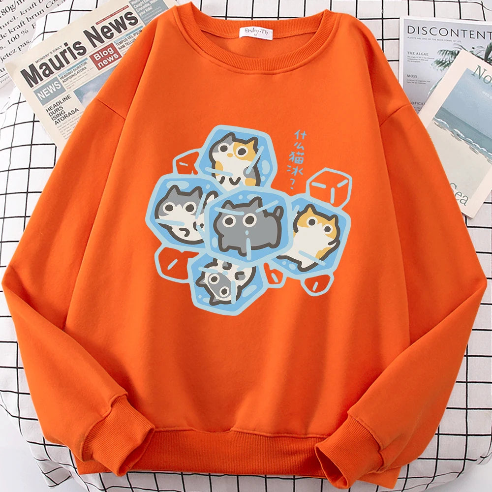 Ice Cat Cartoon Sweatshirt