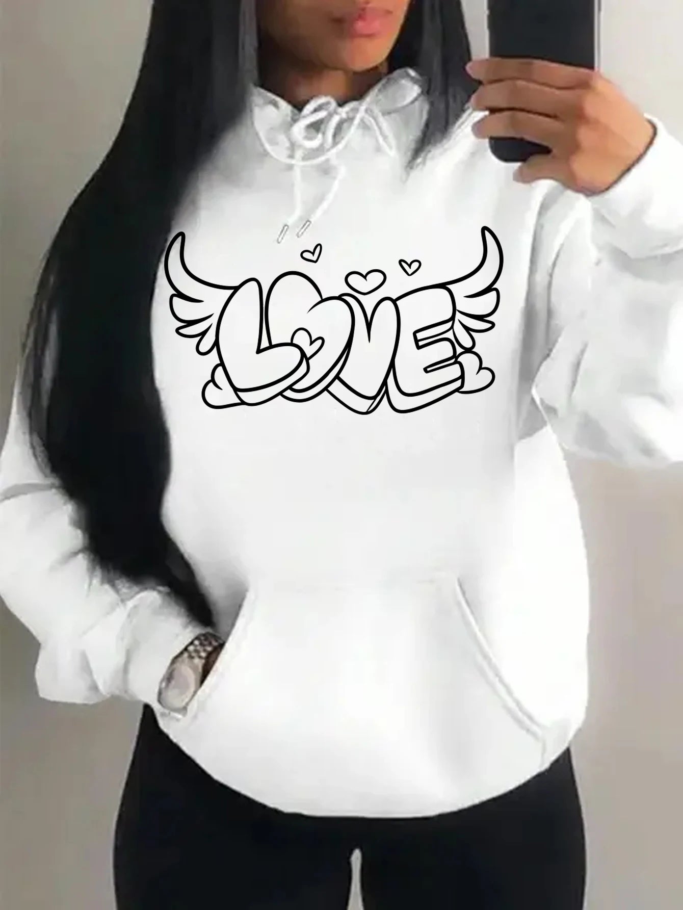 Love with Angel Wings Hoodie - Black Logo