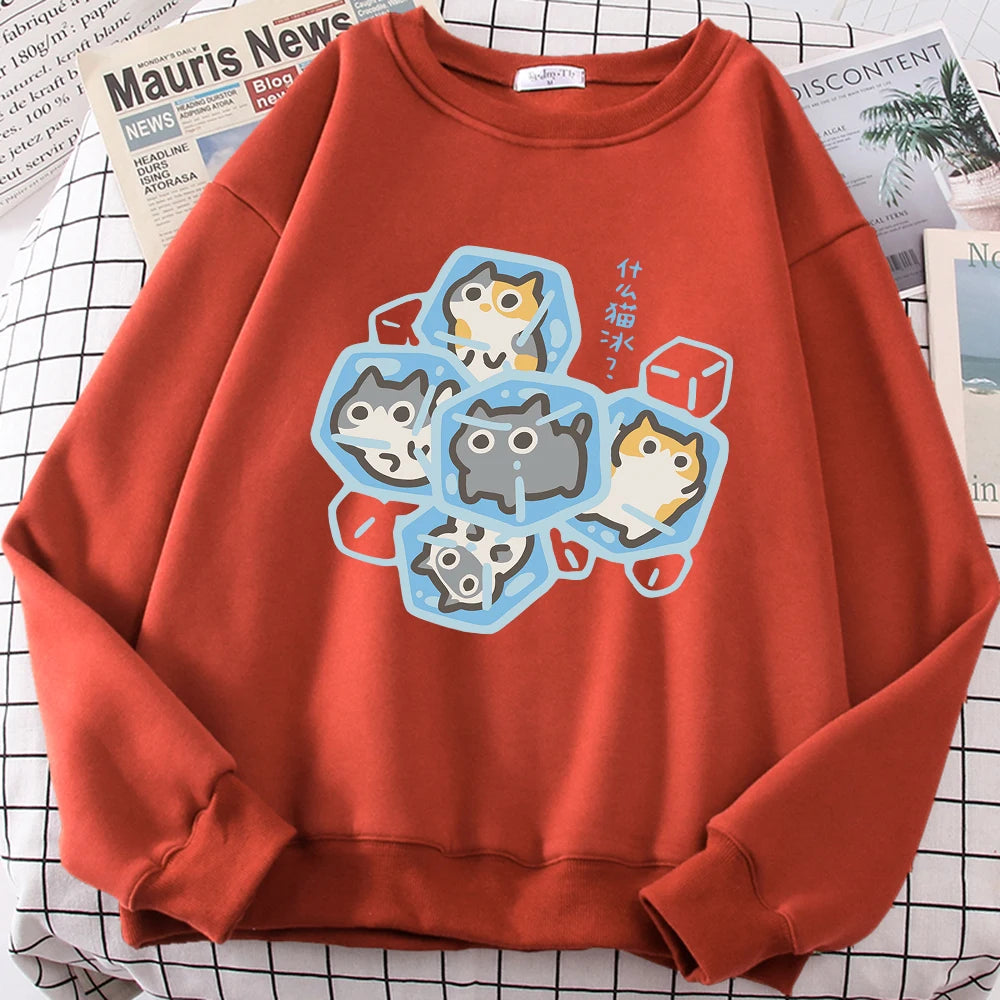 Ice Cat Cartoon Sweatshirt