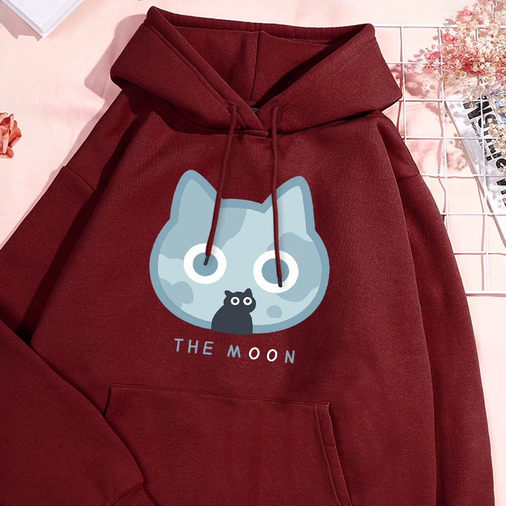 The Moon Blue Cat Hoodie