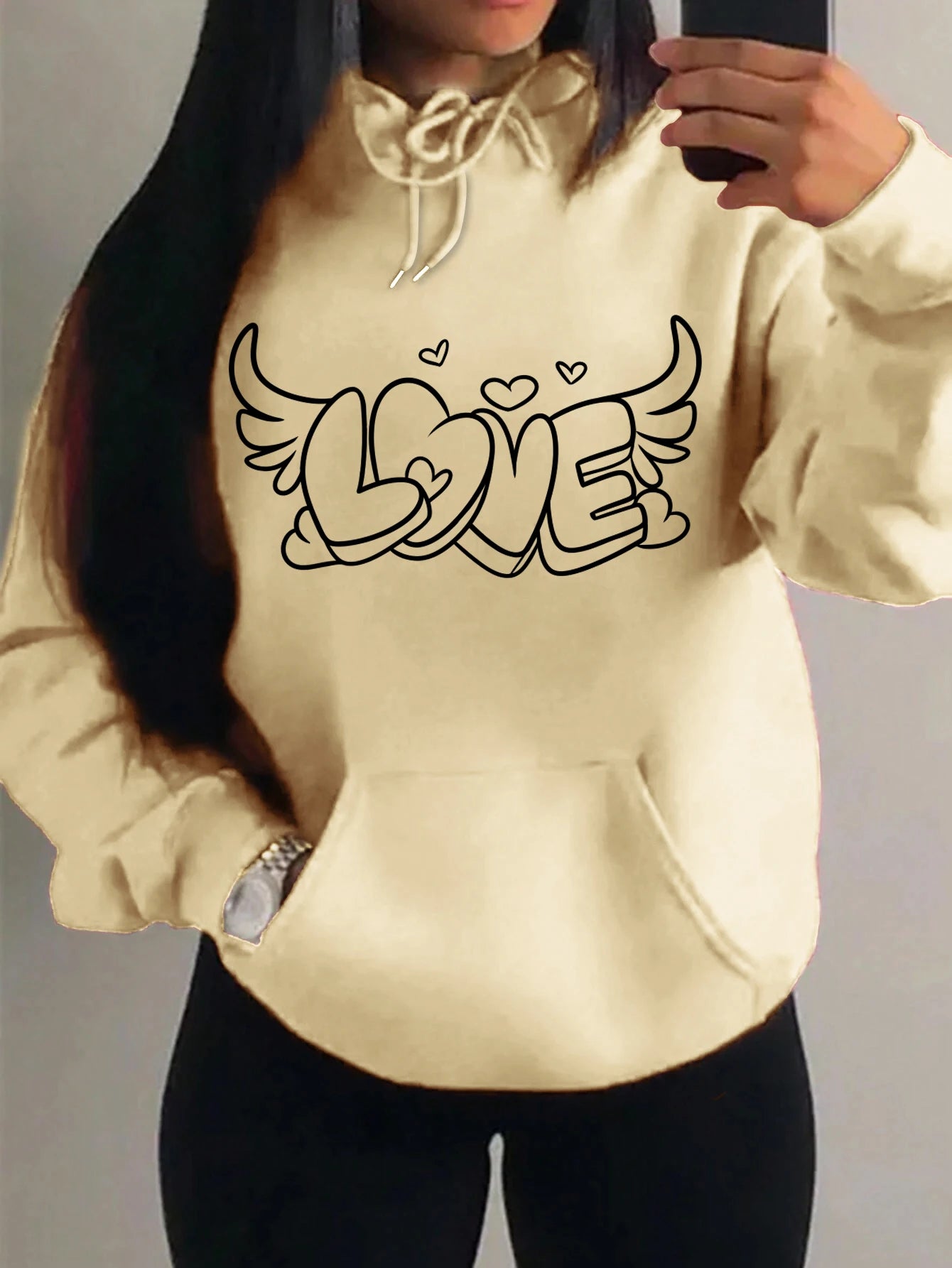 Love with Angel Wings Hoodie - Black Logo