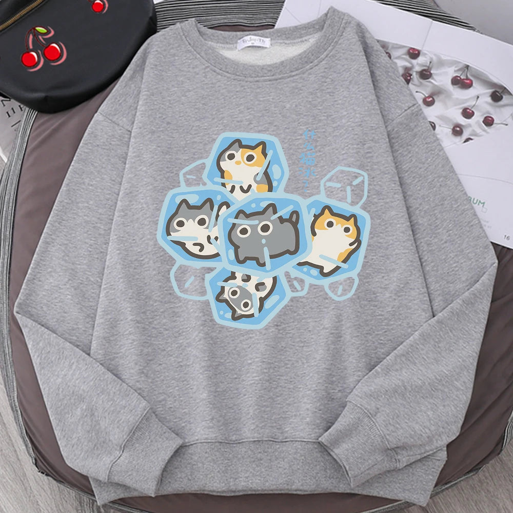 Ice Cat Cartoon Sweatshirt