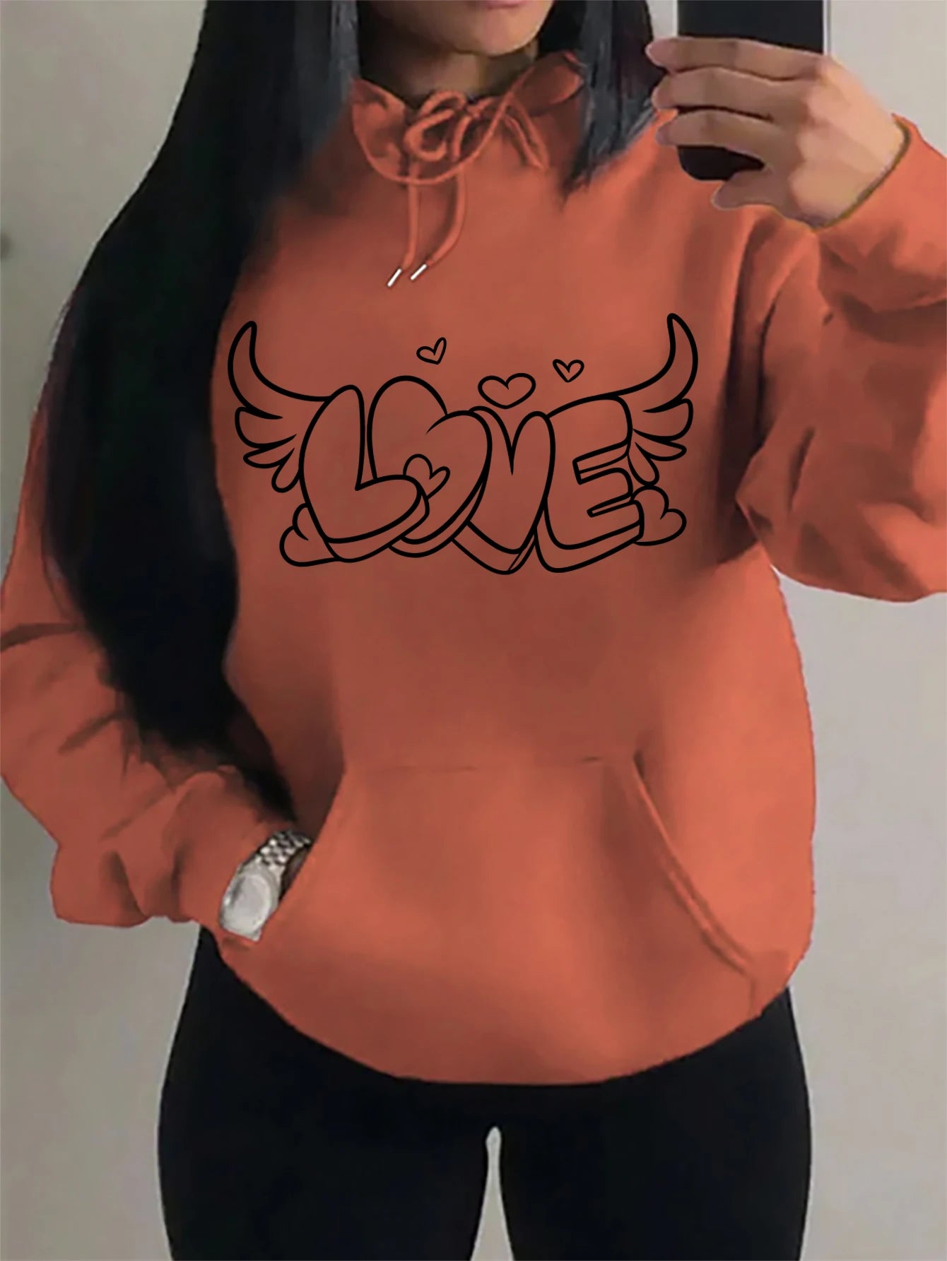 Love with Angel Wings Hoodie - Black Logo