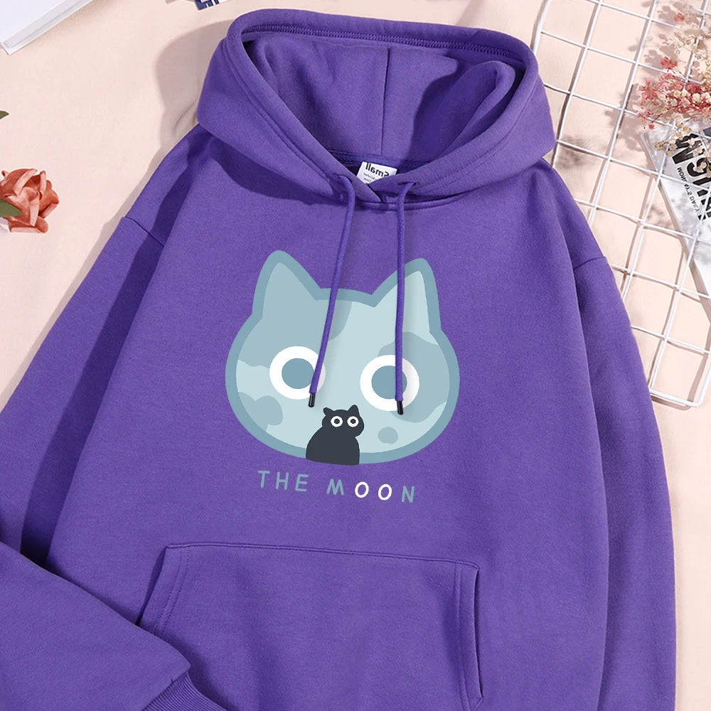 The Moon Blue Cat Hoodie