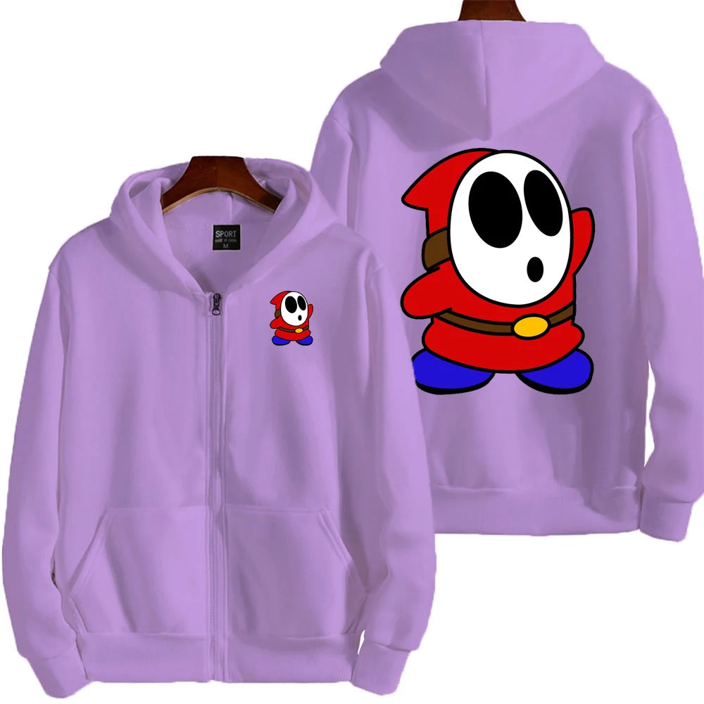 Super Mario Shy Guy Cartoon Zip-Up Hoodie