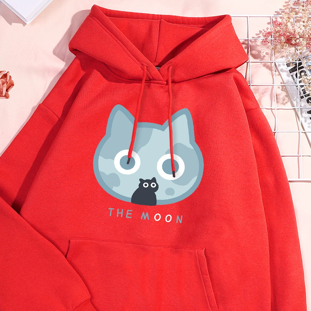 The Moon Blue Cat Hoodie